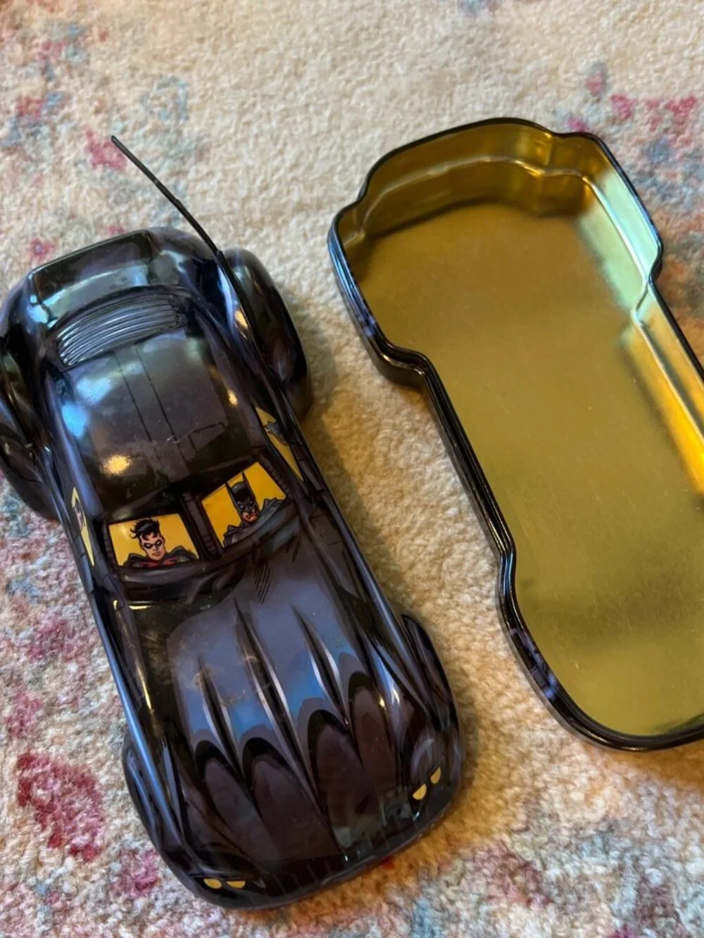 Batman Batmobile tin box with wings Vintage